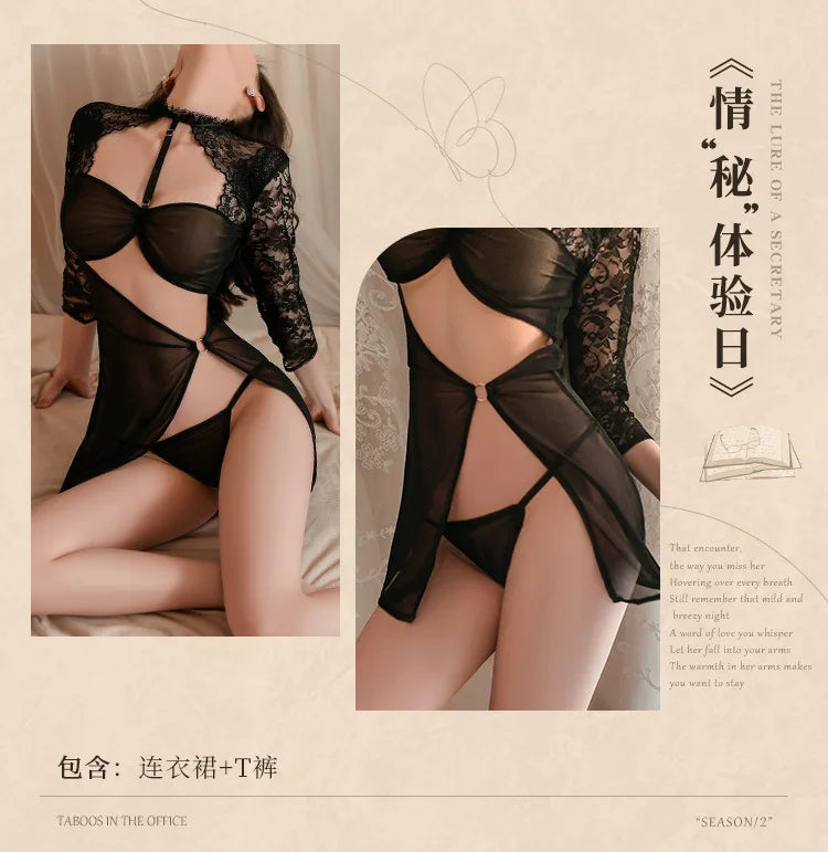 Sexy Secretary Backless Dress Uniform