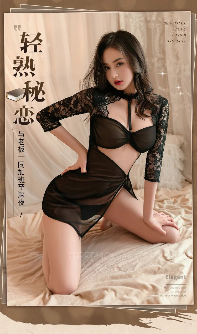 Sexy Secretary Backless Dress Uniform