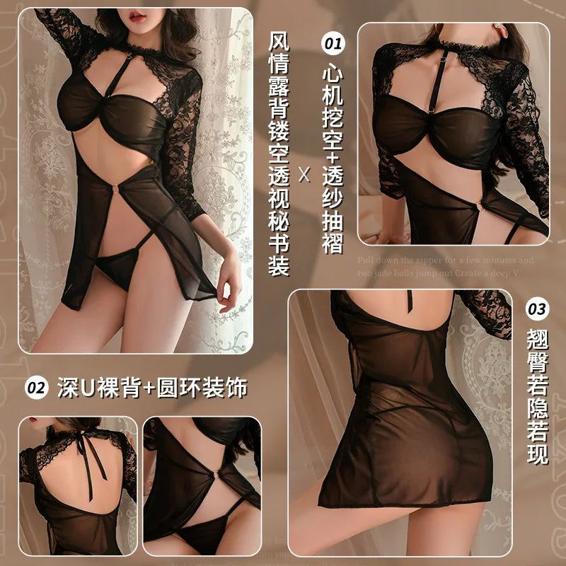 Sexy Secretary Backless Dress Uniform