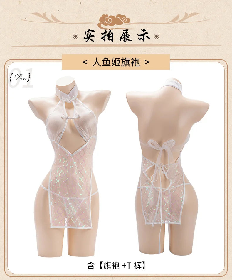 Erotic Traditional Chi Pao Dress Lace Uniform