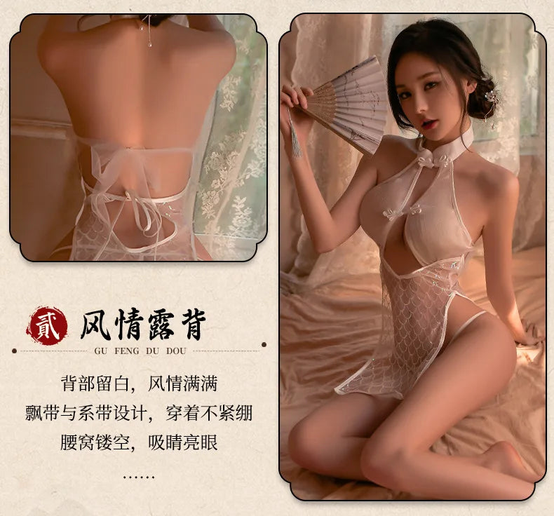 Erotic Traditional Chi Pao Dress Lace Uniform