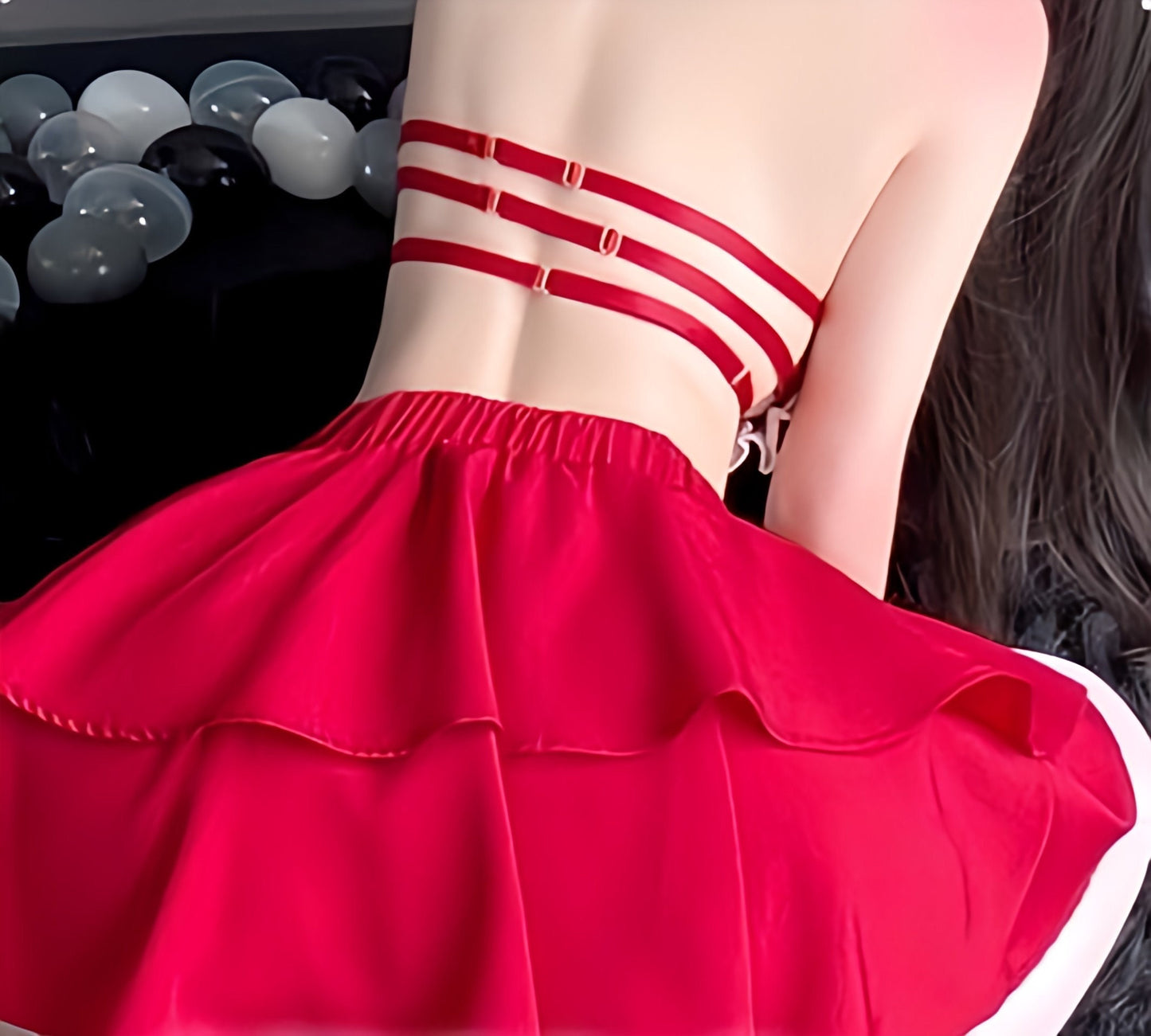 Maid Outfit (Valentine Heart Design), Sexy Cosplay for Women (Black or Red)