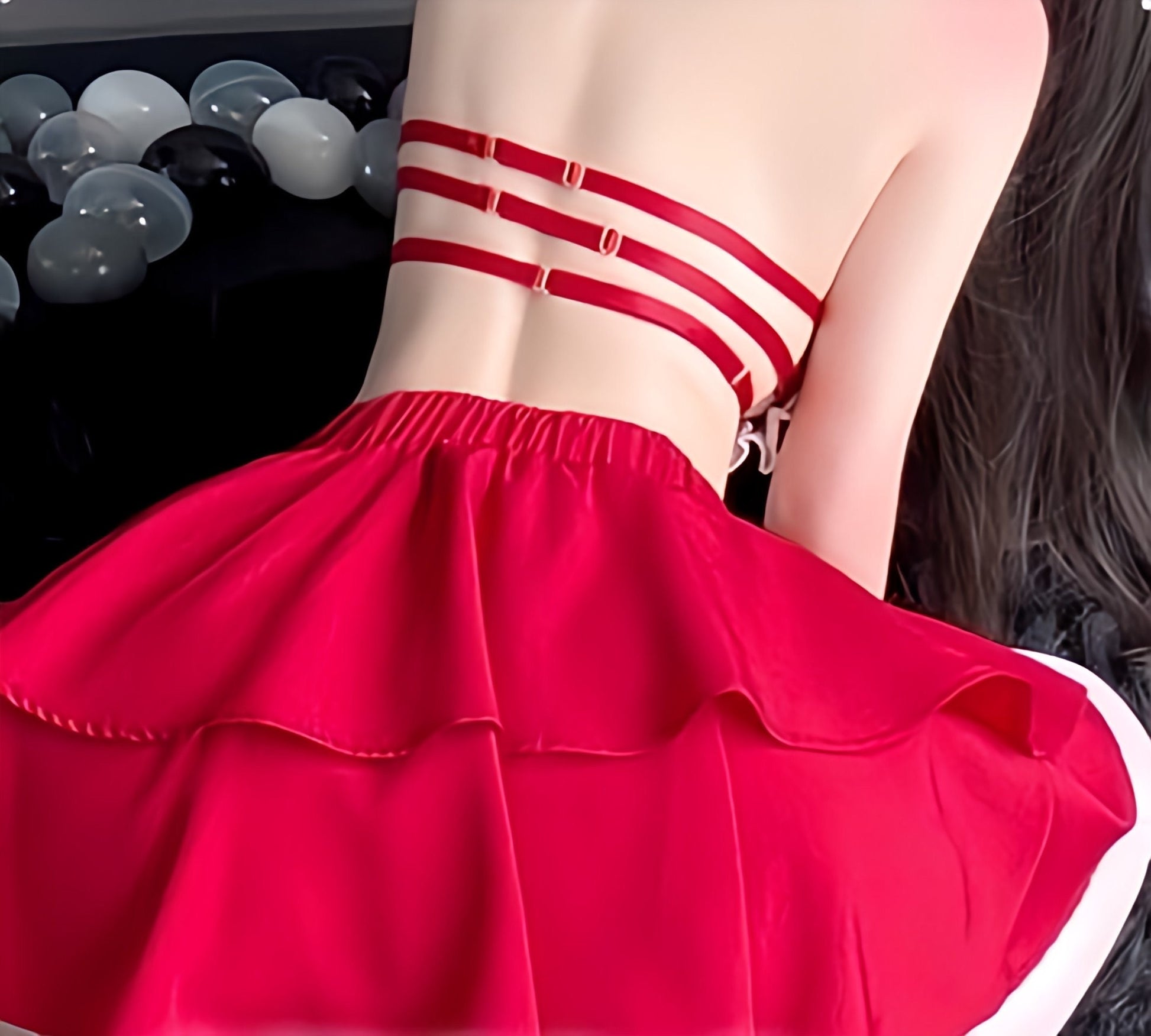 Maid Outfit (Valentine Heart Design), Sexy Cosplay for Women (Black or Red)